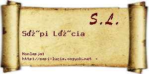 Sápi Lúcia névjegykártya